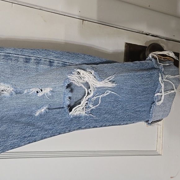 Levi Straus 27 Waist Button Fly Distressed Hem Folded 501 CT - Picture 4 of 8